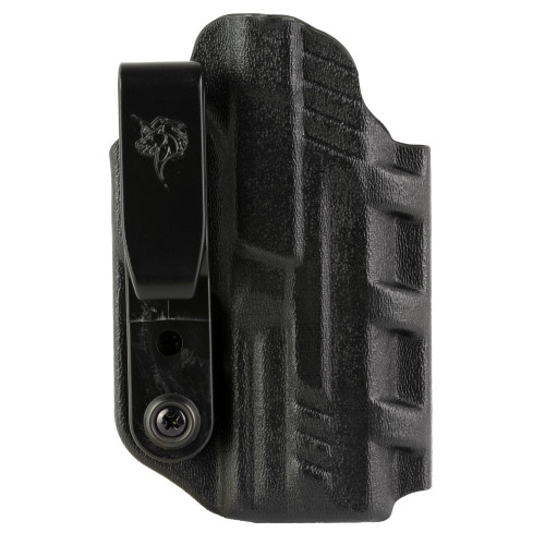 DeSantis Gunhide Slim-Tuk IWB Holster 137KJ1RZ0, ambidextrous Kydex holster for Smith & Wesson Equalizer with adjustable tension and tuckable C-Clip, shown with black textured finish and integrated belt clip.