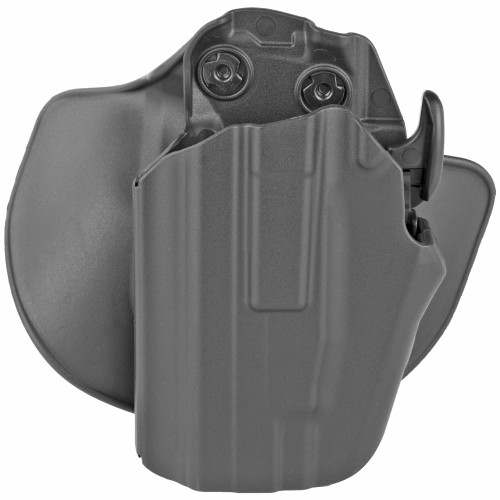 Safariland 578 GLS Pro-Fit Holster, adjustable and customizable for over 60 firearms, lightweight SafariSeven material, left-handed fit for Glock 19/23 and more, shown in a gray color with secure retention features.