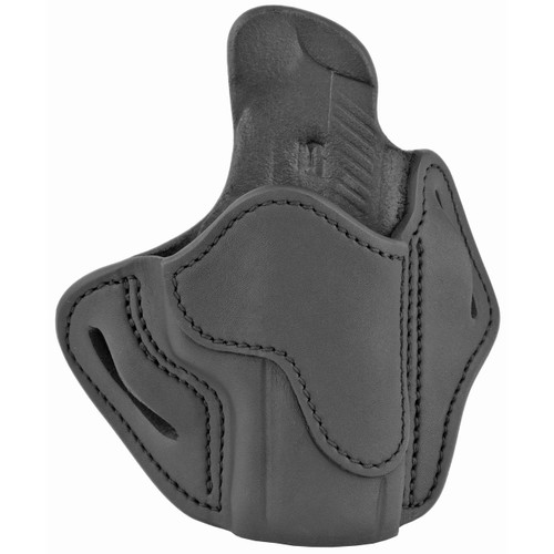 1791 Gunleather 1791 OPTC RDY STEALTH BLK RH SZ 2.4S, black leather gun holster with stitching for right-handed carry.