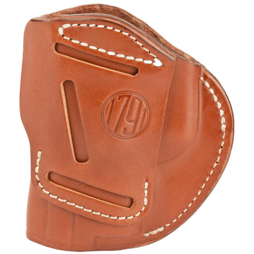 1791 Gunleather 1791 4 WAY IWB/OWB CLASS BRN RH SZ 5, Leather gun holster with adjustable fit and dual carry options.