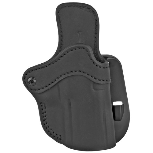 1791 Gunleather 1791 OPTRDY PADL SZ2.4S STLTH BLK RH, black leather holster for right-handed concealment with adjustable retention screw.