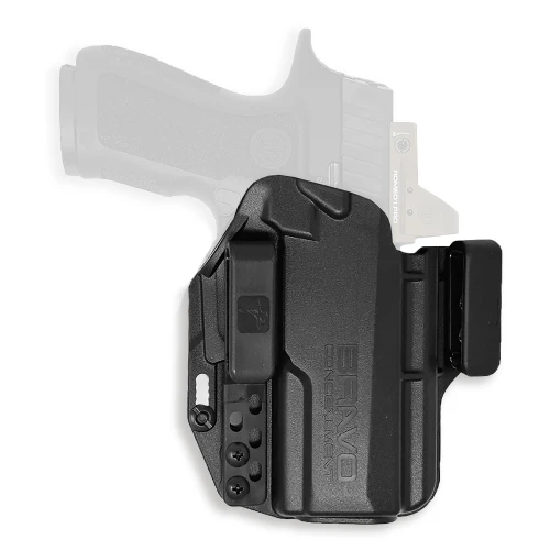 Bravo Concealment BC20-1032 Adaptive IWB Holster - Ultimate Inside the Waistband Concealed Carry with Torsion Technology & Adjustable Retention, black leather holster for concealed carry.