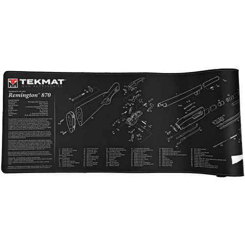 TekMat TEK-R44-REM-870, gun cleaning mat with detailed schematic diagram of the Remington 870 shotgun.