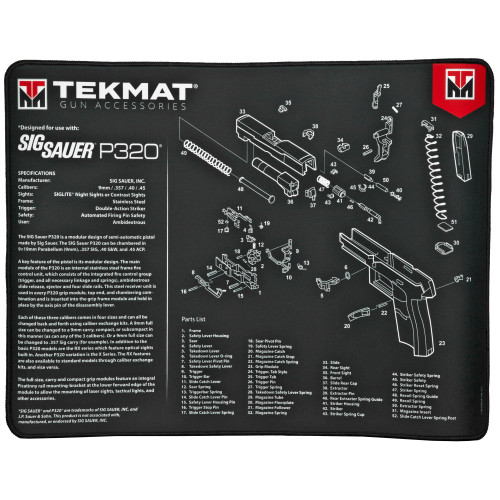TEKMAT Ultra Pistol Mat for SIG P320 - Durable Black Cleaning Mat with Extra Large Surface & Oil-Resistant Protection