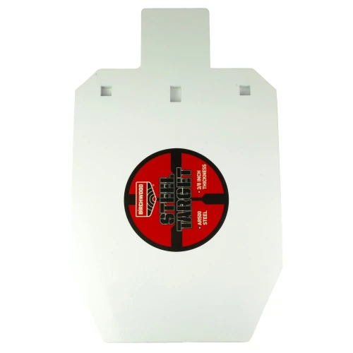 Birchwood Casey BC-47662 AR500 Steel Target - Precision Laser-Cut, High Visibility Shooting Target for Serious Shooters, mounted on a stand for target practice.