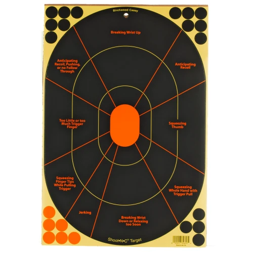 Birchwood Casey SHT-N-C Handgun Target 5-12x18" - Self-Adhesive, Perfect for Indoor & Outdoor Shooting