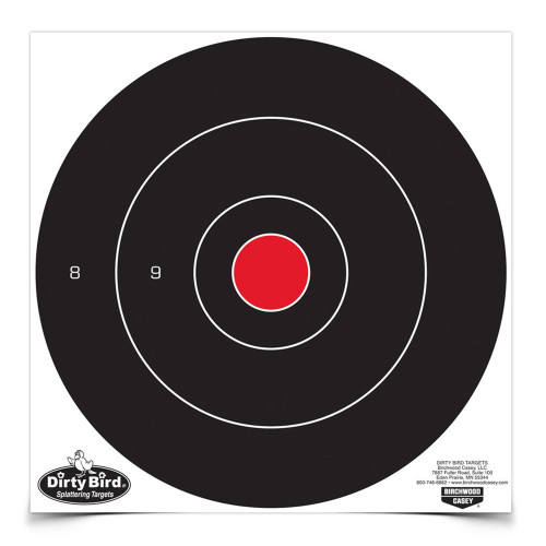 Birchwood Casey BC-35012 High Visibility Shooting Targets, a black and red paper target with concentric rings for accuracy practice, suitable for indoor and outdoor use.