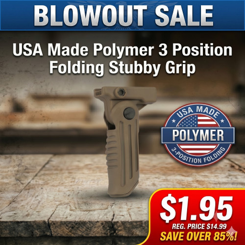 ABCSportZ TS-FG25T ABCSportZ USA Made Polymer 3 Position Folding Stubby Grip Tan ABCFG25T