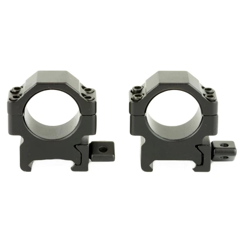 Leapers, Inc. - UTG RG2W1104, tactical scope rings for firearm mounting, black metal rings with adjustment screws, designed for precision and secure attachment.