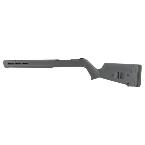 Magpul Industries Magpul Hunter X-22 Chassis for Ruger 10/22, adjustable stock with M-LOK accessory slots in a sleek gray design.