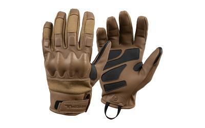 Magpul Industries Magpul Breach Glove 2.0 Tactical Fire-Resistant Gloves with D3O Knuckle Protectors, EN13594 Level 2 and EN388 Rated, MAG1499-251-XL, pair of brown tactical gloves showing the reinforced knuckles, padded palms, adjustable wrist closures, and pull loops