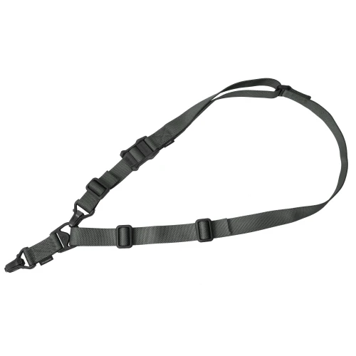Magpul Industries MS3 GEN2 Multi-Mission Sling System - MAG514-GRY, versatile tactical firearm sling with quick-adjust features, gray adjustable strap with locking mechanisms and clips for easy attachment.