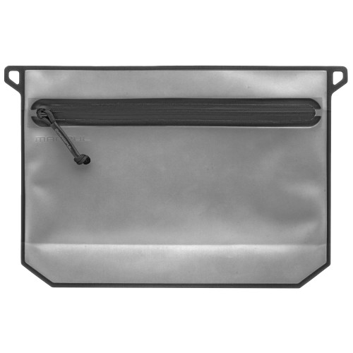 Magpul Industries MAG1144-001 Large DAKA Volume Pouch, water-resistant storage solution with zipper closure for tools and electronics, in a sleek gray design.