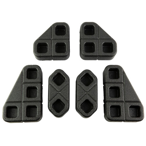 Magpul Industries MAGPUL DAKA ANGLED BLOCK KIT BLK, black angled storage blocks with multiple compartments and grooves for organizing small items.