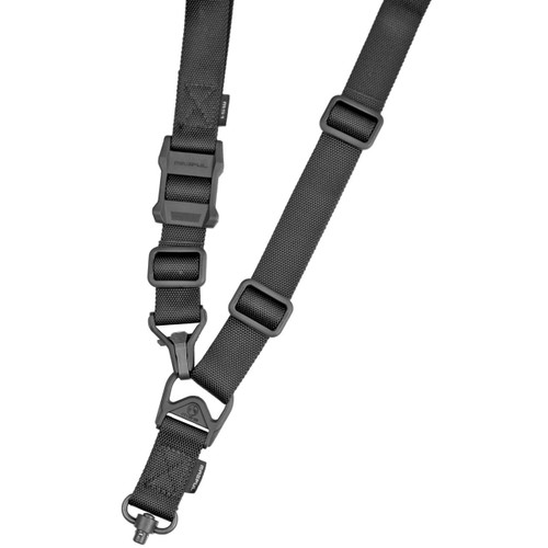 Magpul Industries MAGPUL MS3 SINGLE QD SLING G2 BLK, Tactical black adjustable single point sling with quick detach features and durable nylon construction.