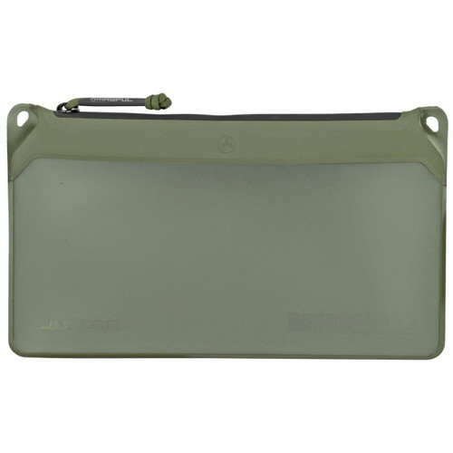 Magpul Industries MAGPUL DAKA WINDOW POUCH MEDIUM ODG, olive drab green medium-sized storage pouch with a transparent window and zipper closure.