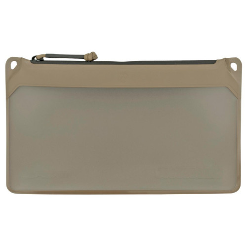 Magpul Industries MAGPUL DAKA WINDOW POUCH MEDIUM FDE, tactical gear storage pouch with clear window and tan color.