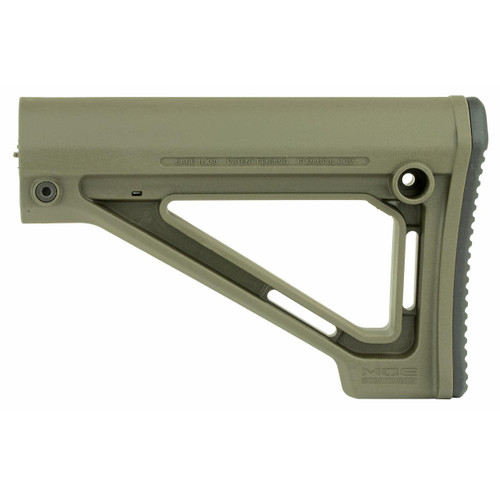 Magpul Industries Moe Fixed Stk Mil-Spec OD, olive drab green rifle stock with adjustable length and durable polymer construction.