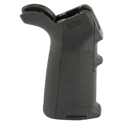 Magpul Industries MAG521BLK Miad AR10 Gen1.1 Grip Kit Black, close-up of the black textured pistol grip with ergonomic finger grooves and a built-in storage compartment.