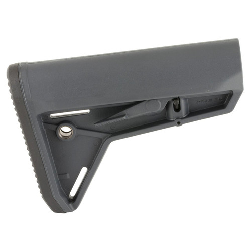 Magpul Industries MAG347-GRY Moe Sl Carb Stk Mil-Spec Gry, Gray collapsible stock for rifle upgrades.