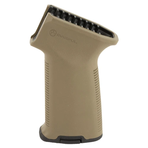 Magpul Industries Magpul MOE AK Plus Grip MAG537-FDE - Ergonomic Upgrade for AK47/AK74 with Rubber Overmolding, beige color, tactical firearm grip with textured surface for improved handling.