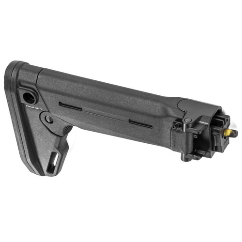 Magpul Industries MAG552BLK Zhukov-S Stock Yugo Black, black adjustable rifle stock with a textured grip and stock extension for tactical firearm enhancement.
