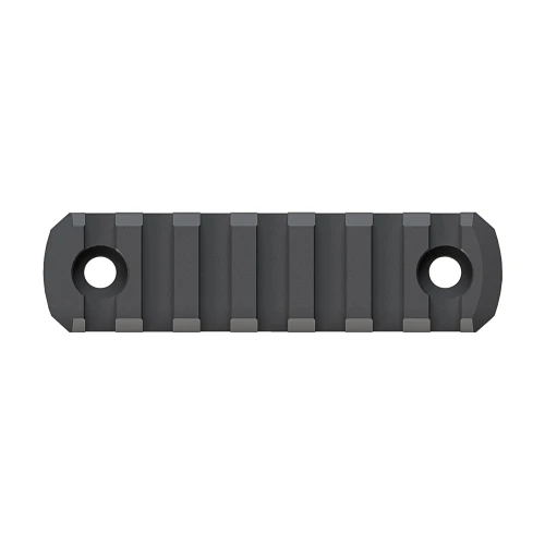 Magpul Industries MAG582-BLK M-LOK Aluminum Rail Section - 7 Slot Picatinny Accessory Mount for M-LOK Hand Guards, black metal rail with 7 slots and two mounting holes