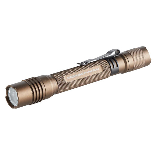 Streamlight PROTAC 2AAX USB COY, tactical LED flashlight with bronze finish and textured grip for outdoor and everyday carry use.