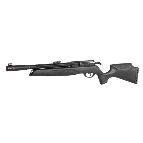Gamo USA 600004P54 Arrow PCP .177 Cal Pellet Air Rifle, black and gray with a scope mount and adjustable stock.