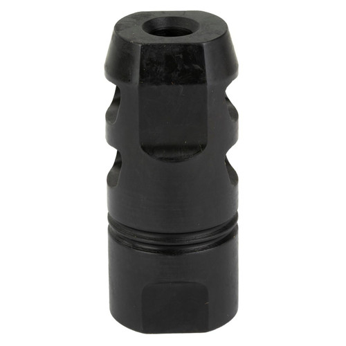 CMMG 55DA525 ZEROED MUZZLE BRAKE 5.56, black firearm muzzle brake designed for optimal recoil reduction.