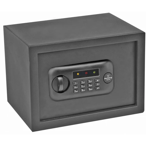 Bulldog Cases BD1060, electronic safe vault with digital keypad and dial lock on a gray safe body.