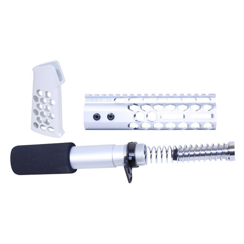 Guntec USA AR-HCP-SET-CLEAR Guntec USA AR-HCP-SET-CLEAR AR-15 Honeycomb Pistol Furniture Set (7") (Anodized Clear) AR-HCP-SET-CLEAR
