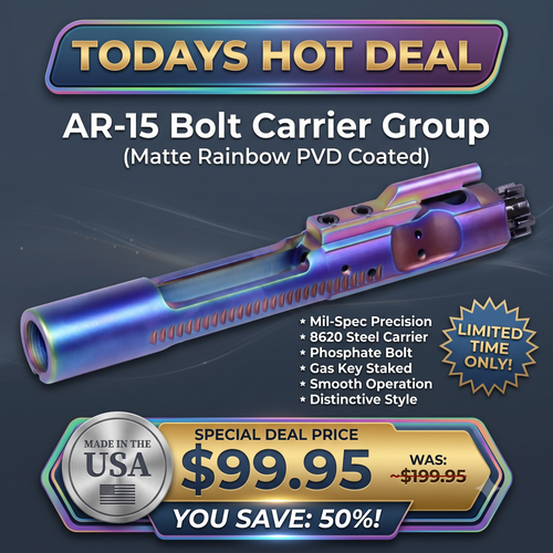 Guntec USA GT-BCG-M-RPVD AR-15 Bolt Carrier Group Mil-Spec Bcg (Matte Rainbow PVD Coated)