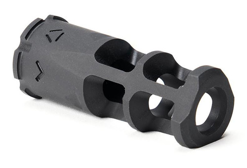 Strike Industries SI-AK-GHOST-7.62 XLogic AK Ghost Muzzle Brake, black firearm muzzle device with a perforated and vented design.