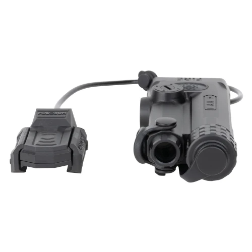 Holosun Technologies Holosun IRIS-IR1 Infrared Laser System - Tactical Rail-Mounted IR Laser with Remote Activation, mounted on a tactical firearm with remote control device attached.