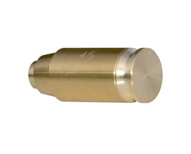 Presma .45 ACP Red Laser Bore Sight [BSRL45], cylindrical gold-colored firearm bore sight with a flat front and laser emitter at the rear