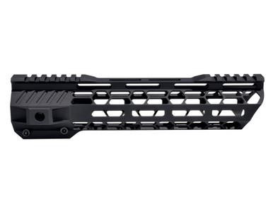 Presma 10" 308 DMPS LOW Free Float M-LOK Handguard with Partial Top Rail, black firearm handguard with M-LOK slots and partial top rail for firearm customization.
