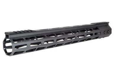 Presma 15" AR-15 Super Light M-LOK Series Free Float Handguard with Partial Top Rail, black, lightweight and slim design with M-LOK slots for mounting accessories.