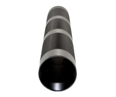 Presma 15" AR-15 Tubular Handguard, 6061-T6 [MFFAR15], black aluminum handguard with silver stripes for enhanced grip and aesthetics.