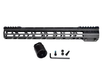 Presma 17" M-LOK Free Float Handguard for 223/5.56 Uppers, black aluminum handguard with M-LOK slots and mounting hardware.