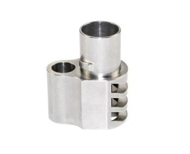 Presma 1911 Handgun Muzzle Brake, Stainless Steel, fits 5-inch Government barrel with vented side design.