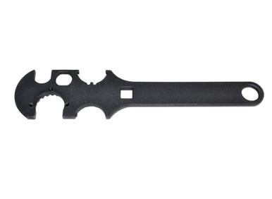 Presma 223/5.56 Combo Wrench / Armorer's Tool for AR-15, black multi-purpose firearm wrench with hook and locking features.