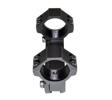 Presma 30mm High Profile Scope Mount For Dovetail Rail (9mm - 14mm), black scope mount with two rings for securing a scope on a dovetail rail.