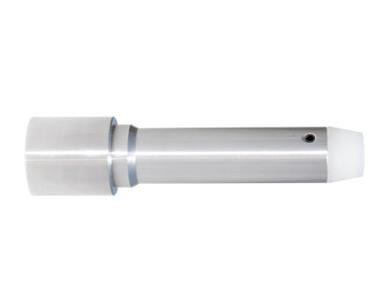 Presma 9mm Extended Length Buffer, 4-inch long, heavier 8.0 oz stainless steel firearm buffer rod with a cylindrical shape and white tip.