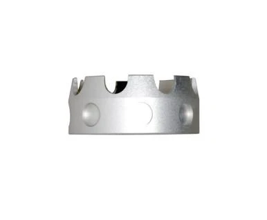 Presma Aluminum Castle Nut for AR .223/5.56/.308 Buffer Tube Receiver End Plates, Silver, showing a close-up of the silver-colored metal castle nut with a circular shape and notches on the outer edge.