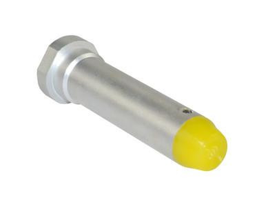 Presma AR-15 CARBINE Recoil Buffer, silver-colored metal buffer with yellow tip, 3.25 inches in length, 3 ounces in weight.