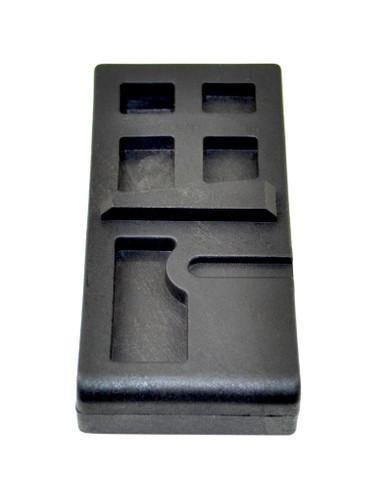 Presma AR-15 Lower Vise Block [LVB], black plastic firearm assembling and maintenance accessory with multiple cutouts for securing and working on AR-15 lower receivers.