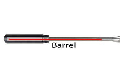 Presma Barrel Shroud for 5/8x24 .308, Length 5.75", metal gun barrel shroud with a matte black finish and red accents along the length.
