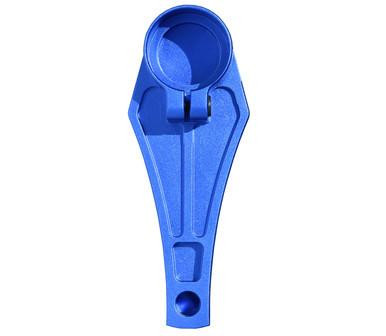 Presma Buttplate For Round 1.25" AR Buffer Tubes, Dark Blue, with a curved ergonomic design and a circular compartment at the top.