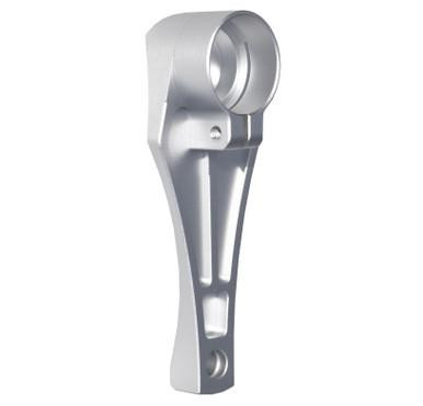 Presma Buttplate For Round 1.25" AR Buffer Tubes, Silver, close-up of metallic silver buttplate with round mounting hole for AR-15 buffer tubes.
